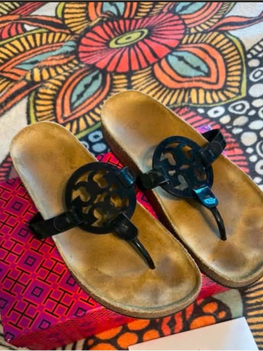 Tory Burch Black Patent Miller Thong Sandals